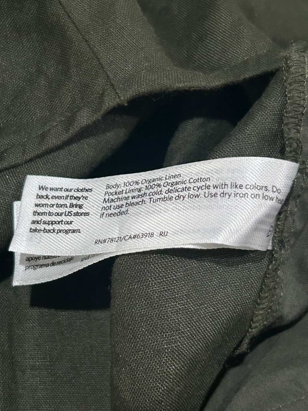 Eileen Fisher Organic Linen Jumpsuit Front Zip Sleeveless Size Small In Green - Picture 11 of 14